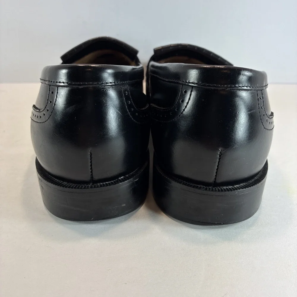 Men's Sz 9.5 M Leather Shoes Bostonian Classics First Flex Black Tassel Wingtip
